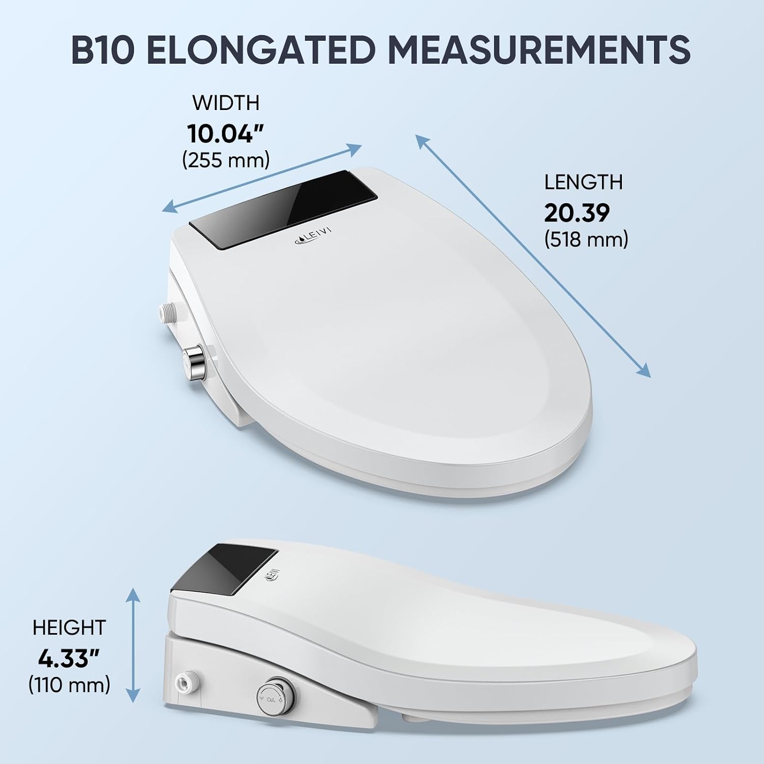LEIVI Electric Bidet Toilet Seat with Auto Open & Close Lid, Digital LED Display, Heated Seat, Night Light, Bidet with Warm Water and Dryer, Elongated