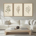 ANHUIB Neutral Beige Floral Canvas Wall Art Large Cream Botanical Wall Decor Vintage Minimalist Modern Paintings 24x36 Inch Set of 3 for Living Room Dining Room Bedroom
