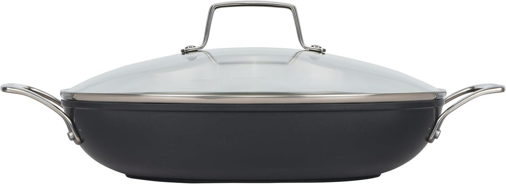 Le Creuset Essential Non-stick Ceramic Shallow Braiser with Glass Lid, 3.9 qt.