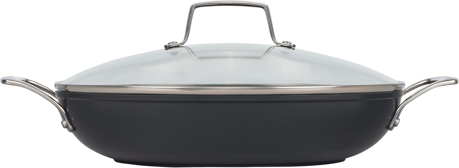 Le Creuset Essential Non-stick Ceramic Shallow Braiser with Glass Lid, 3.9 qt.