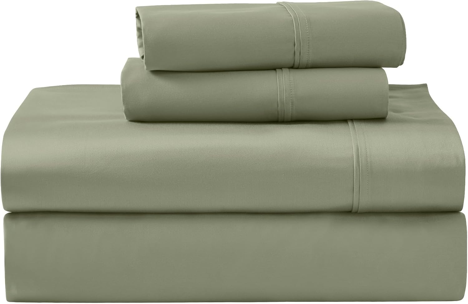 Superior 1200 Thread Count Egyptian Cotton Sheet Set, Bedroom Sheets, Modern Home Essentials, Luxury Bedding, 1 Elastic Deep Pocket Fitted Bed Sheet, 1 Flat Sheet, 2 Pillowcases, King, Sage