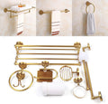 7pcs Gold Bathroom Bathroom Hardware Accessories Set,Cooper Bath Towel Bar Coat Hook Toilet Paper Holder and Soap Holder Towel Rack Ring Towel Hooks, Wall Mounted