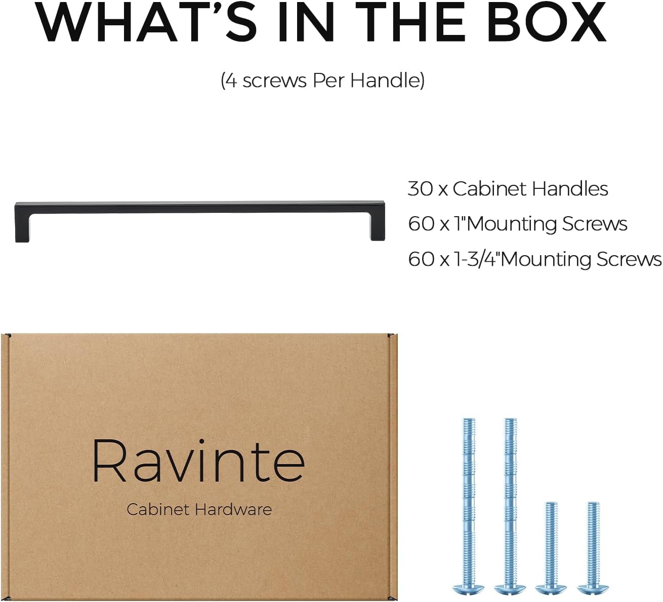 Ravinte 30 Pack 10-inch Hole Centers Matte Black Cabinet Pulls - Solid Zinc Alloy Square Bar Handles for Kitchen Cabinets & Drawers