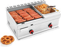 2-in-1 Commercial Propane Deep Fryer with Griddle, 6.34QT Stainless Steel Gas Propane Flat Top Grill Griddle with Removable Basket Countertop Fryer with Temperature Control for Restaurant Home Kitchen