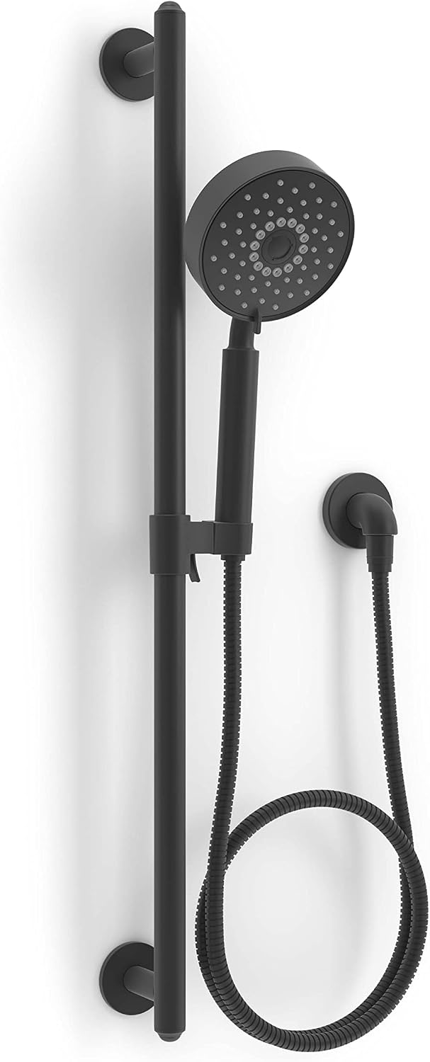 KOHLER 22172-BL Purist Stillness Wall-Mount Supply Elbow with Check Valve for Handshower Hose, Handheld Shower Elbow, Matte Black