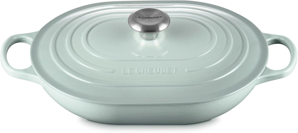 Le Creuset Enameled Cast Iron Signature Oval Casserole with Lid, 3.75 qt., Sea Salt