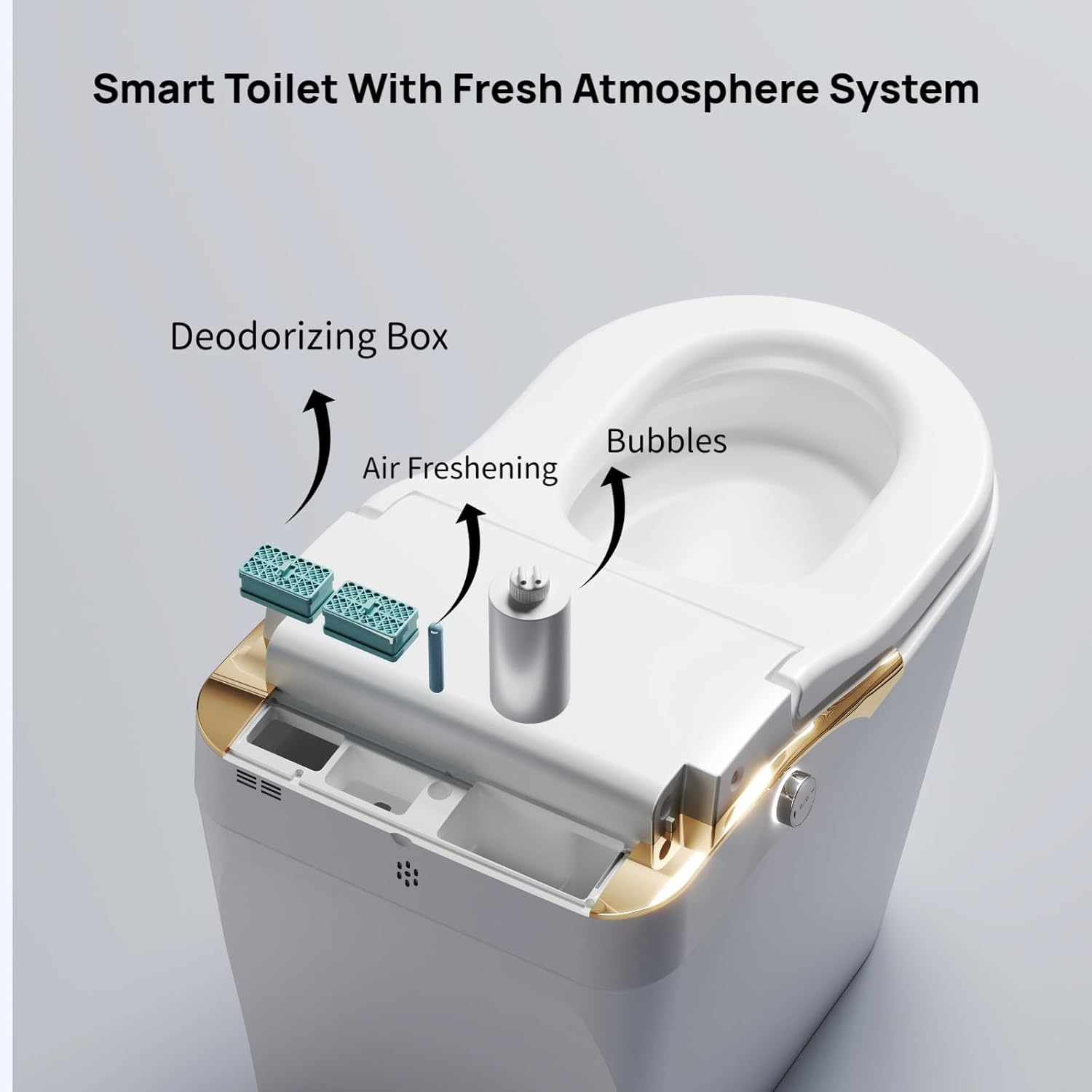Modern Smart Toilet With Bidet, Auto Flush, Auto Open/Close,Heated Seat, Warm Water and Dry, 17.5' Comfort Height, Remote Control White