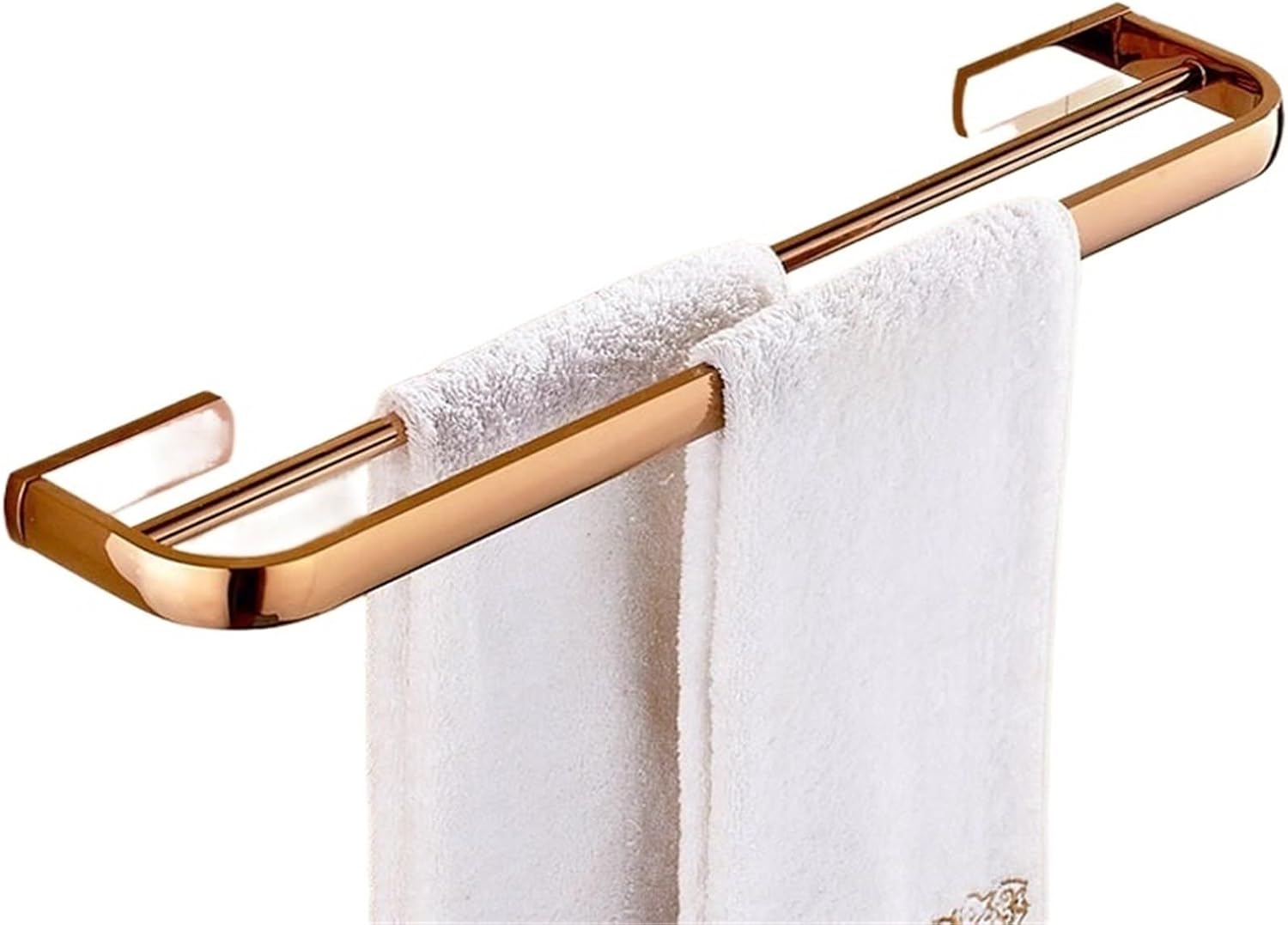 Bathroom Hardware Set Rose Gold Brass Robe Hook Towel Rail Rack Bar Tissue Paper Holder Accessories Wall Mount Lzh105(Double Towel Bar)