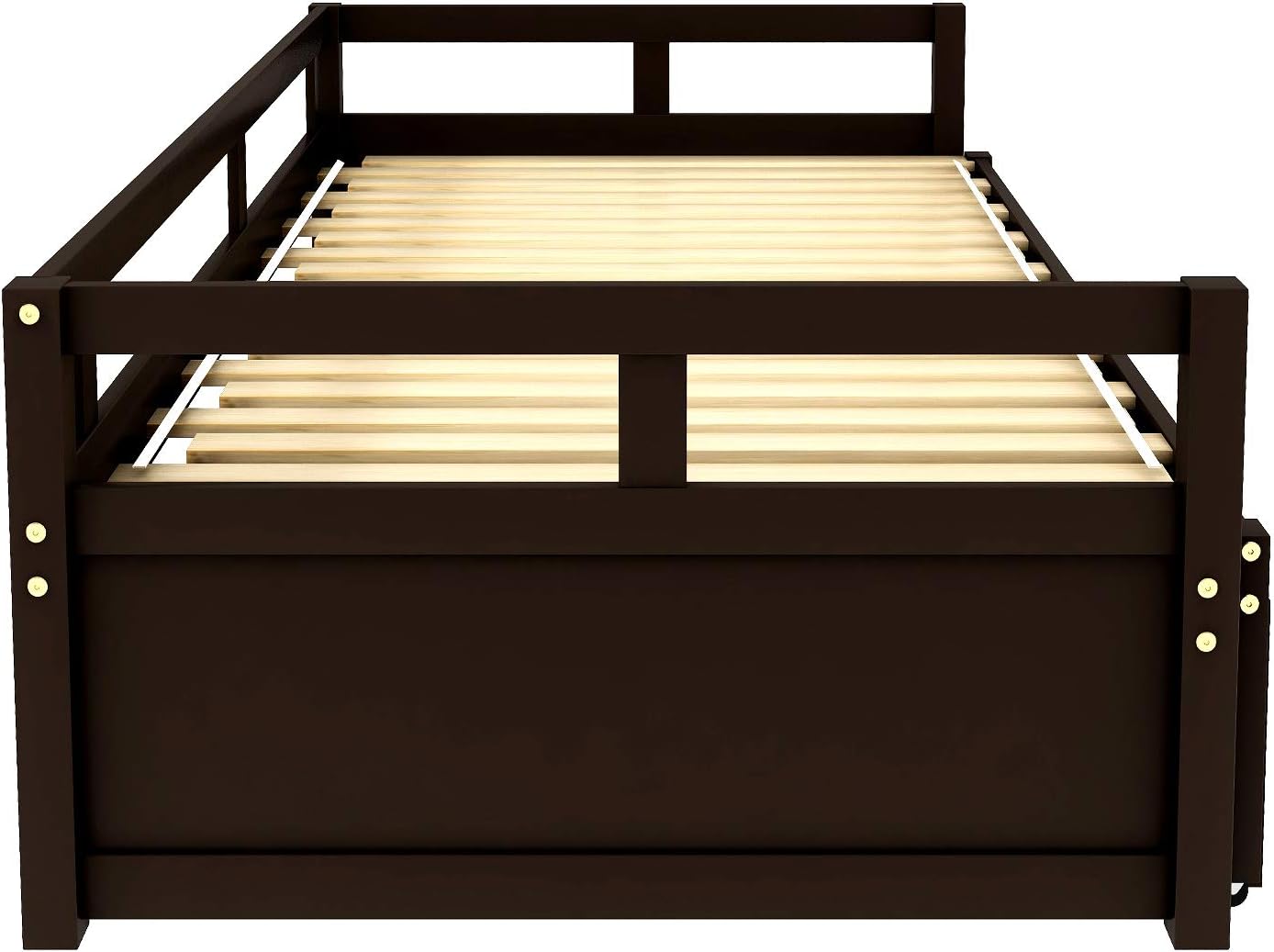 Merax Wooden Daybed Extendable Bed with Trundle, Sofa Bed for Bedroom Living Room, Can be Expanded from Twin Size to King Size (Espresso)
