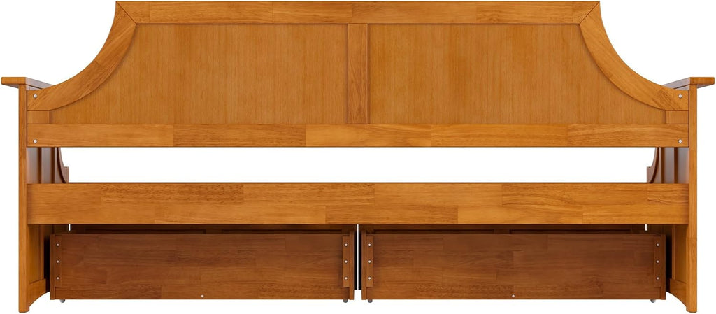 AFI, Cambridge Twin Size Wood Daybed Frame with 2 Storage Drawers, Light Toffee