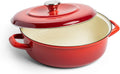 Merten & Storck German Enameled Iron, Round 4QT Casserole Braiser with Lid, Foundry Red