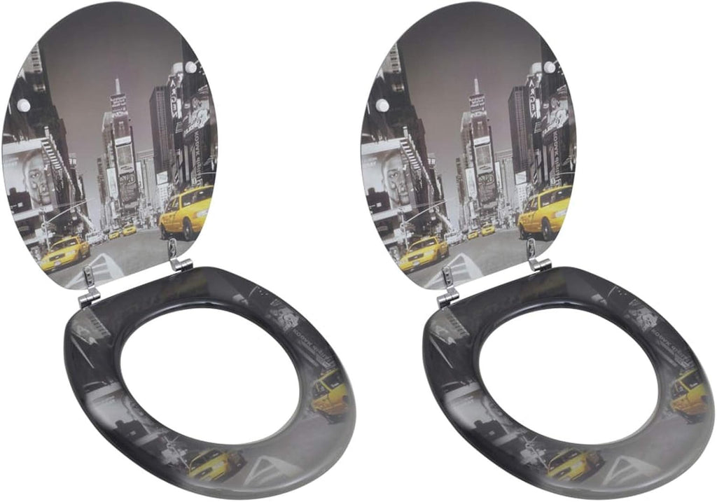 Toilet Seats with Lids 2 pcs MDF New York Toilet & Bidet Seats