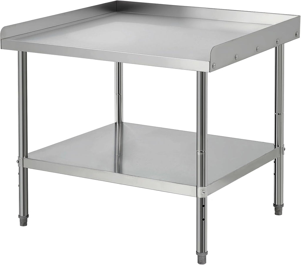 Equipment Grill Stand Table 36x30x30 Inch Stainless Steel NSF Certified 400 Lbs Capacity with Adjustable Legs, 2' Edge Baffle, for Hotel, Home, Commercial Restaurant Kitchen