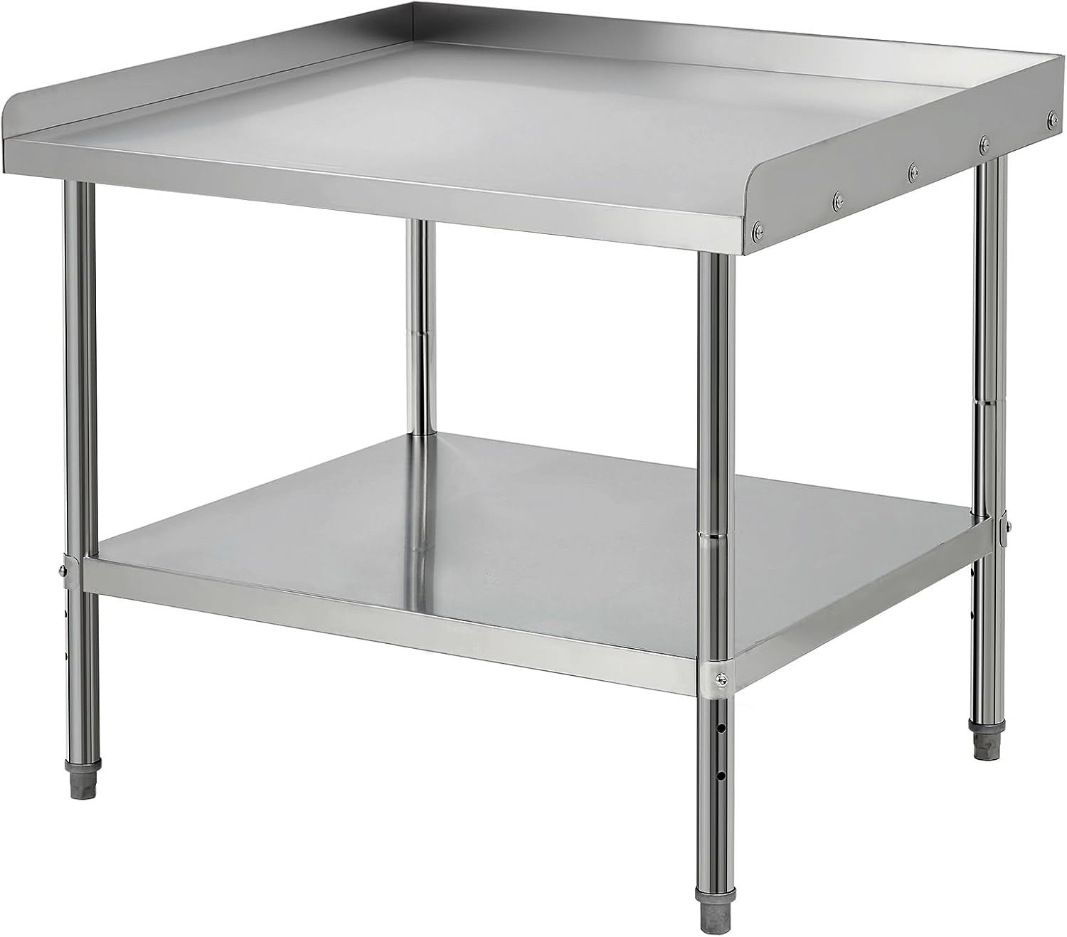 Equipment Grill Stand Table 36x30x30 Inch Stainless Steel NSF Certified 400 Lbs Capacity with Adjustable Legs, 2' Edge Baffle, for Hotel, Home, Commercial Restaurant Kitchen