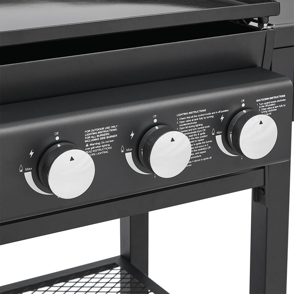 5 Burner Gas Grill and Griddle Combo with Side Burner, 3-in-1 Outdoor Propane Grill, 745 Sq. in. Cooking Area, Stainless Steel BBQ Grill on Wheels for Backyard BBQ & Outdoor Cooking