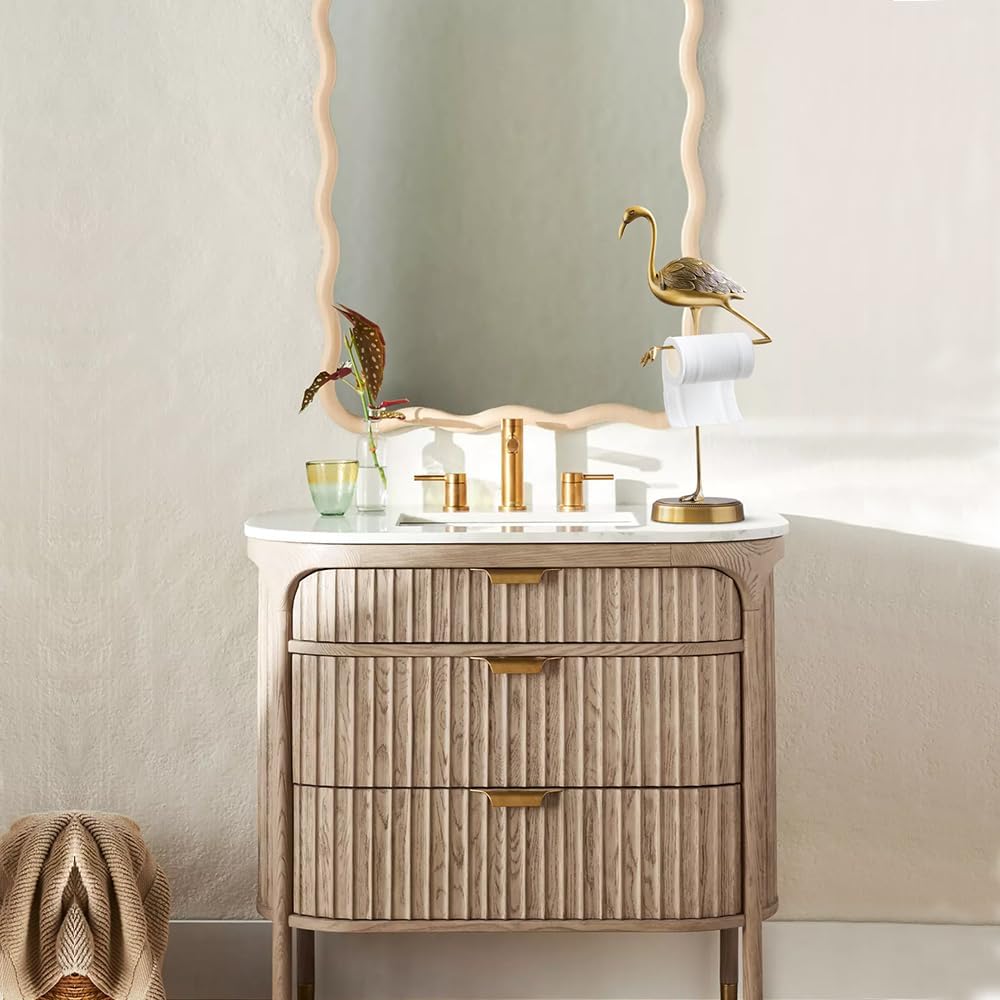 Brass Gold Freestanding Hand Towel Holder for Bathroom Countertop, Decorative Kitchen Towel Holder Stand (B-with Cover)