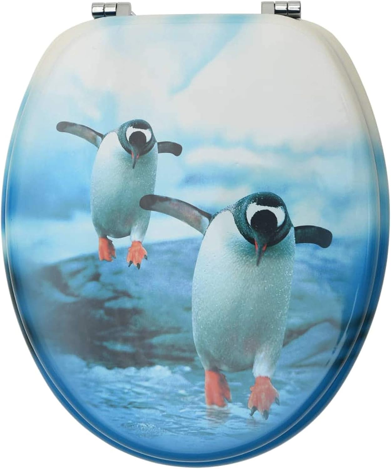 WC Toilet Seats with Lid 2 pcs MDF Penguin Design Toilet & Bidet Seats