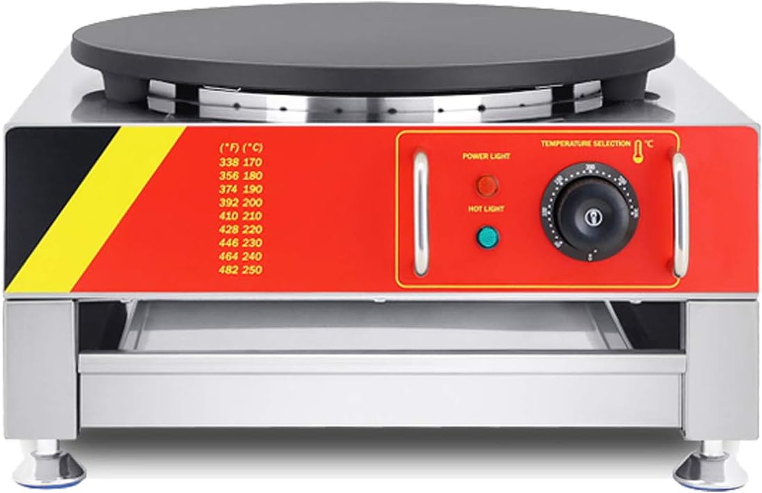 16' Electric Crepe Maker Pancake Making Machine Round Crepe Griddle With heating Plate Commerical (Silver(110V))