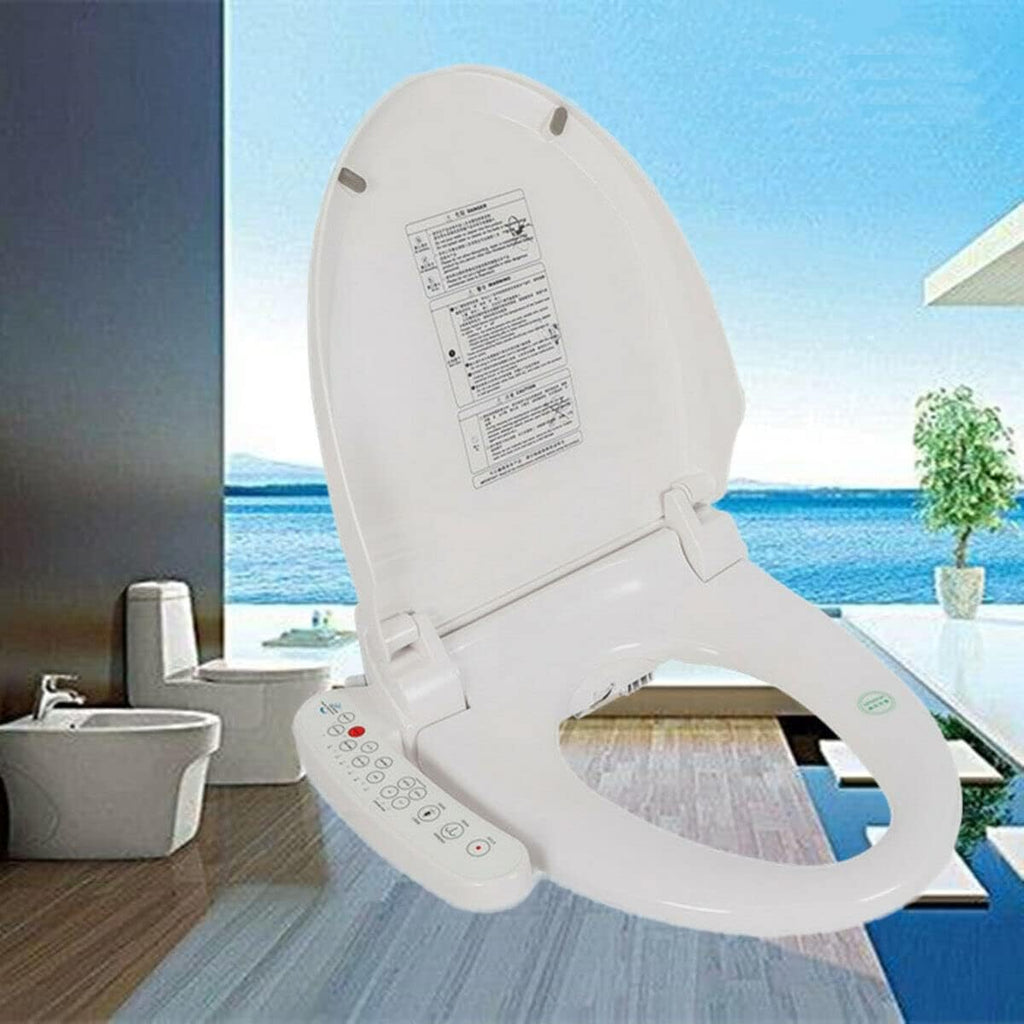 Electric Smart Bidet Toilet Seat with Lid Electronic Heated Toilet Seat, Warm Air Dryer Automatic Wash Function