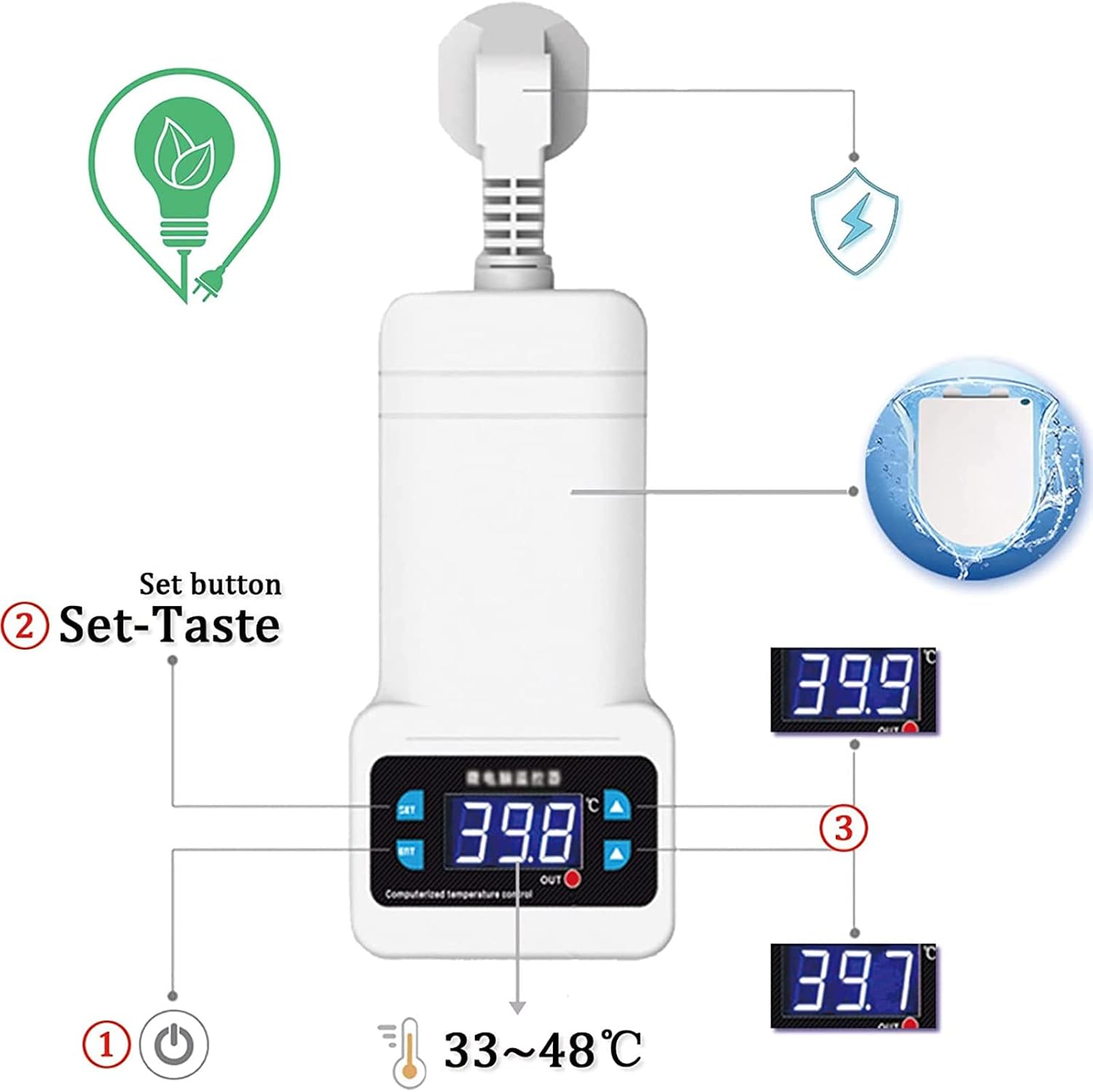 Toilet seat soft close toilet seat Smart Toilet Seat, Electric Bidet Toilet Seat, Heated Seat, Easy Install, Eco Power Save, Heated Toilet Seat Soft Close,Adjustable Temperature 33-48℃, D Shape