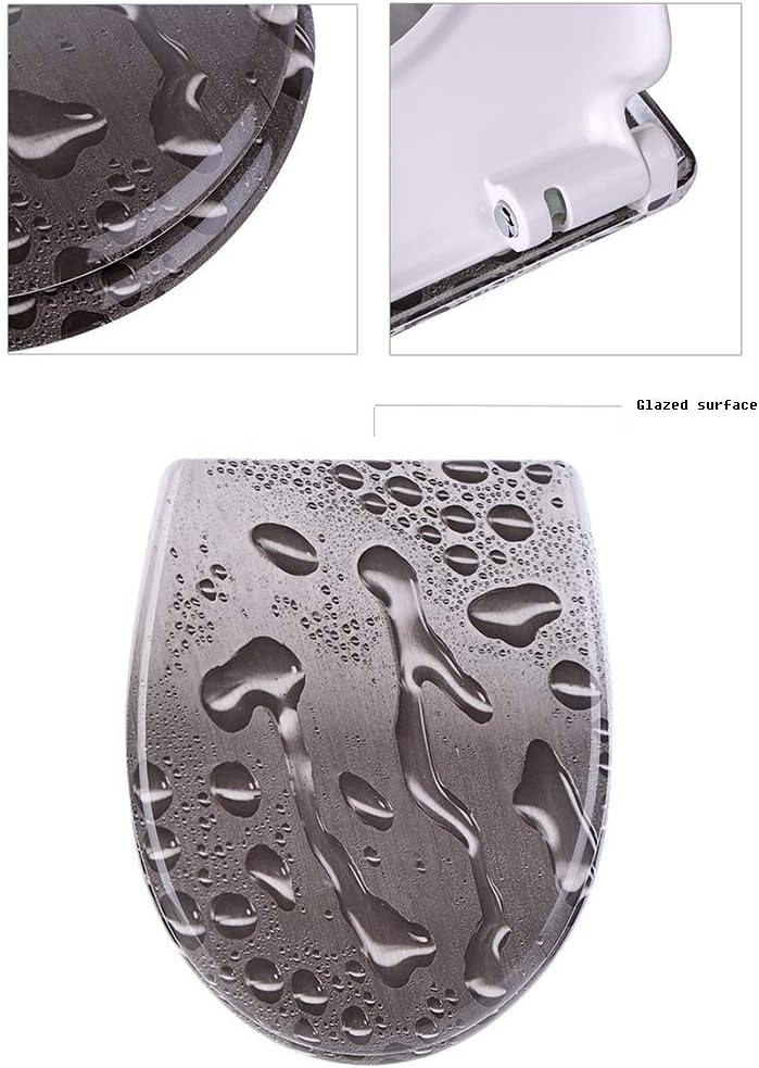 Soft Toilet Seat,Wide Choice of Beautiful Toilet Seats Easy Cleaningtoilet Lid Fit All Standard Round Toilet No Slam (D Top)