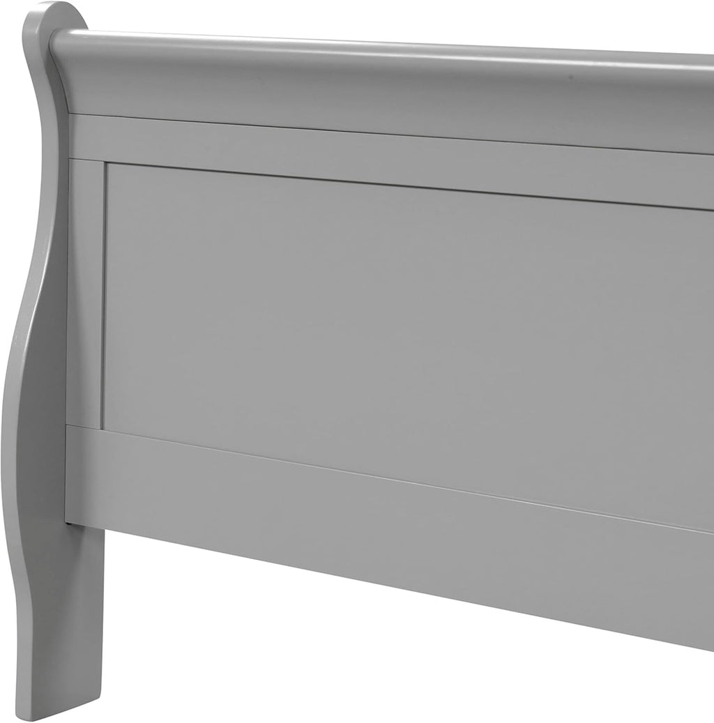 Furniture of America Louis Philippe Traditional Solid Wood 3 Piece Bedroom Set, Bed Frame, Nightstand, and Chest, Sleigh Design Bedframe with Headboard and Footboard, Box Spring Needed, Twin, Gray