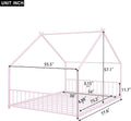 Bellemave Full Floor BedFrame with Slats for Kids, Metal Montessori Floor Beds, Full House Bed for Kids, Pink with roof