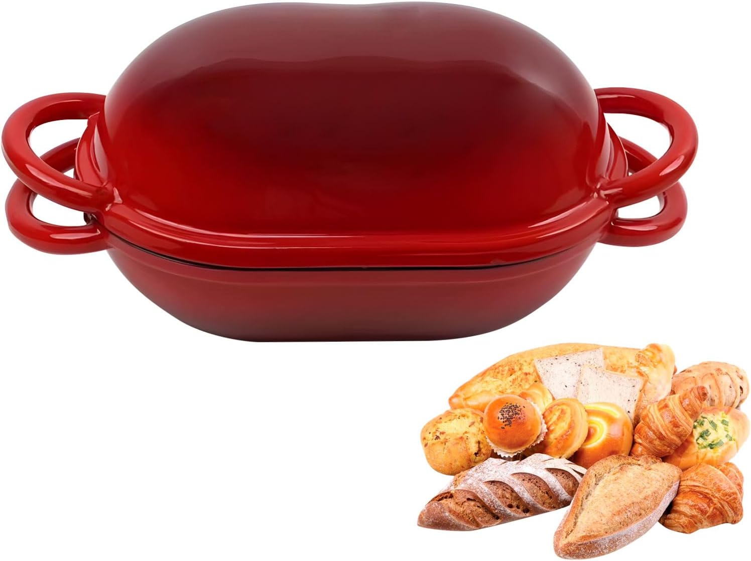 Round Cast Iron Bread Pan With Lid For Sourdough Baking Slow Roasting Enameled Coated Dutch Oven For Baking Heat Retention Cast Iron Braiser