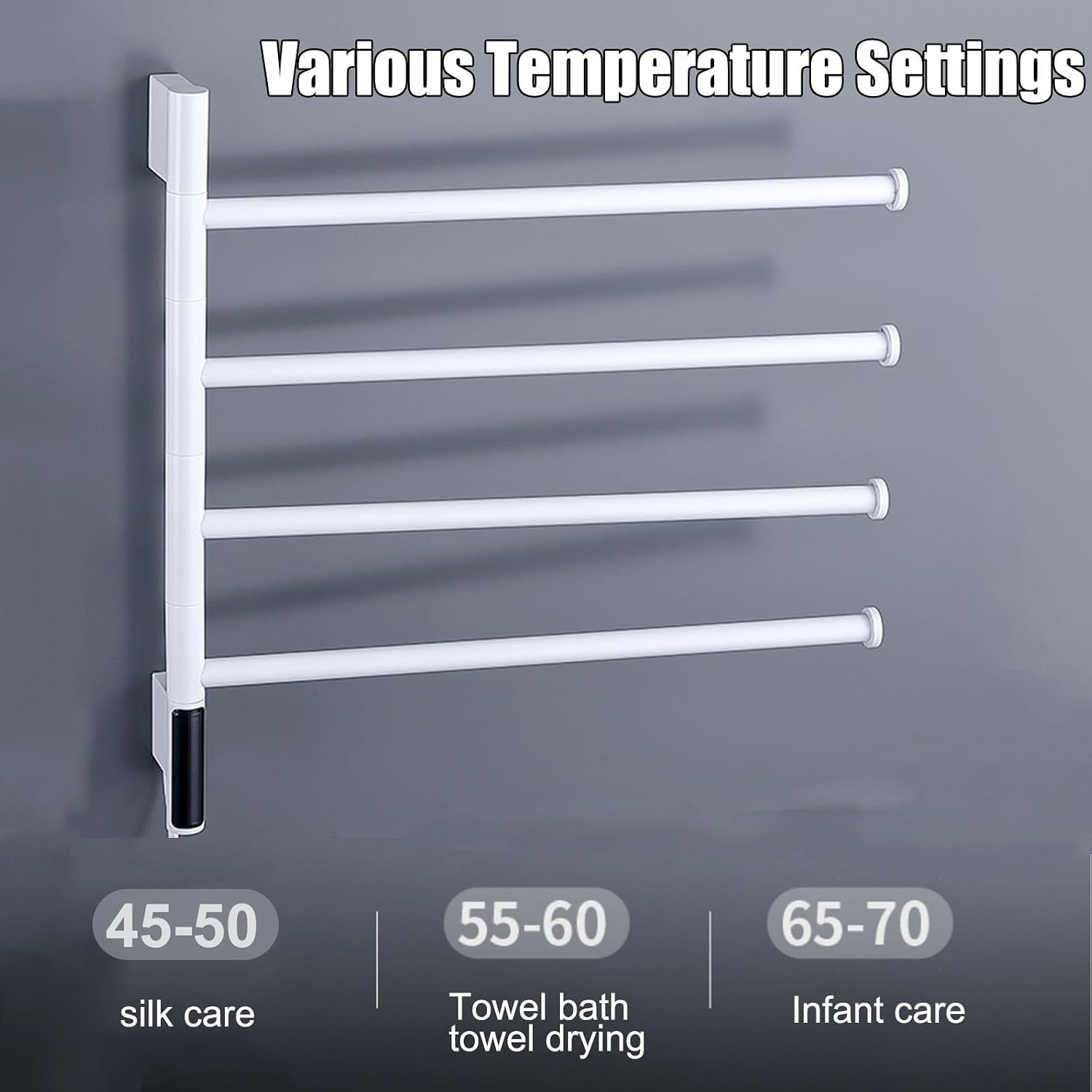 Heated Towel Racks Rotatable, Electric Towel Warmer for Bathroom Wall Mounted with Timer/Temperature Control,Rose Gold