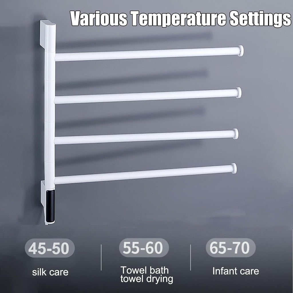 Heated Towel Racks Rotatable, Electric Towel Warmer for Bathroom Wall Mounted with Timer/Temperature Control,A White