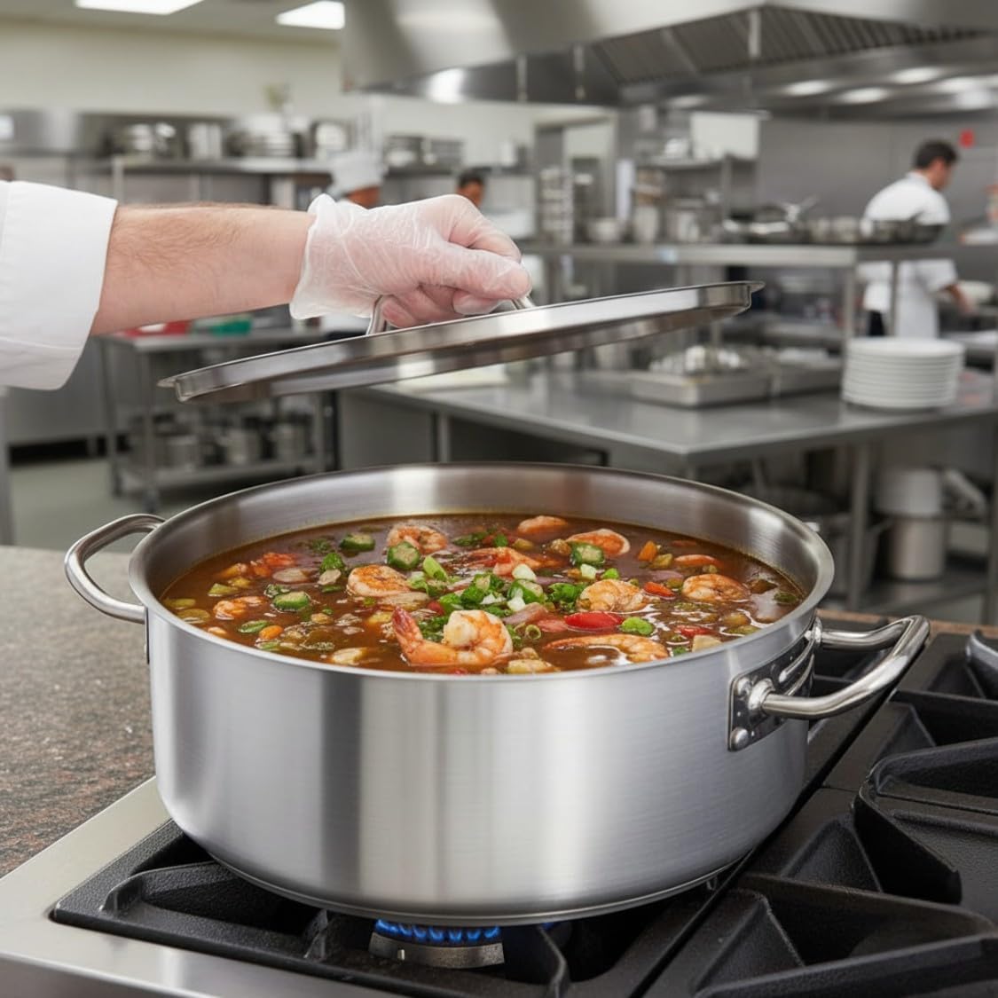 TrueCraftware- 25 Quart Stainless Steel Braiser Pot with Encapsulated Base and Cover - Heavy-Duty Brazier Pot Cookware Braiser for Soup Meat Bread Baking Dishwasher Safe and Oven Safe NSF Certified