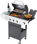 Endark 3-burner Propane Gas Grill | 37,000 BTU Stainless Steel with Side-iFre Function | with Enameled Cast Iron Grate,Thermometer and Side Stand Wheels | Great for Patio and Garden Outdoor Cooking