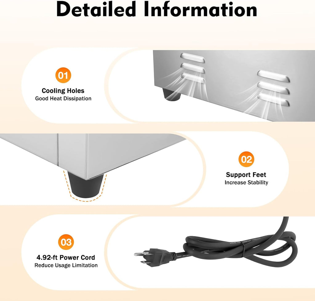 Commercial Electric Griddle, Teppanyaki Stainless Steel BBQ Flat Top Grill Hot Plate, 1600W Countertop Griddle Adjustable Thermostatic Control 122-572℉ Electric Griddle for Kitchen (1600W)