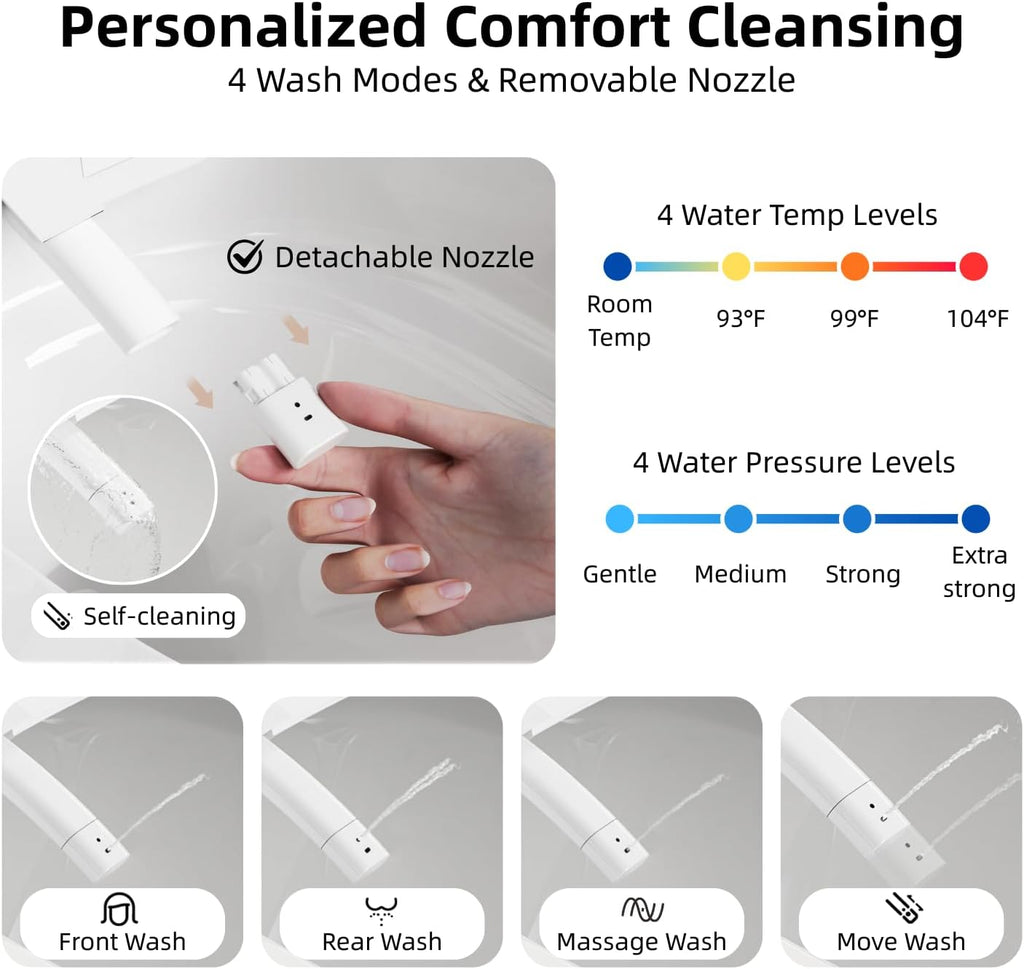 E81 Compact Smart Toilet, Built In Water Tank, 23.3' Depth One Piece Bidet Toilet With Rimless Flush, Auto Open/Close Lid, Foot Sensor, Instant Warm Water & Air Dryer, Heated Seat, Remote