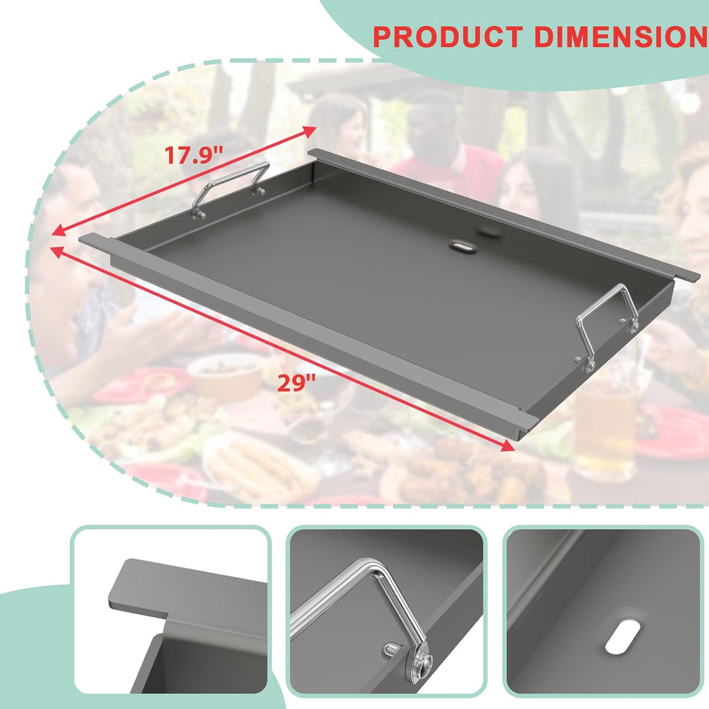 Full Size Griddle Insert for Blaze Grill 4/5 Burner Gas Grill, Flat Top Griddle Plate Replacement for BLZ-4LTE BLZ-5 Summerset Sizzler 32' & 40', RCS RJC32A, 29''L x 17.9''W No Coating-Carbon Steel
