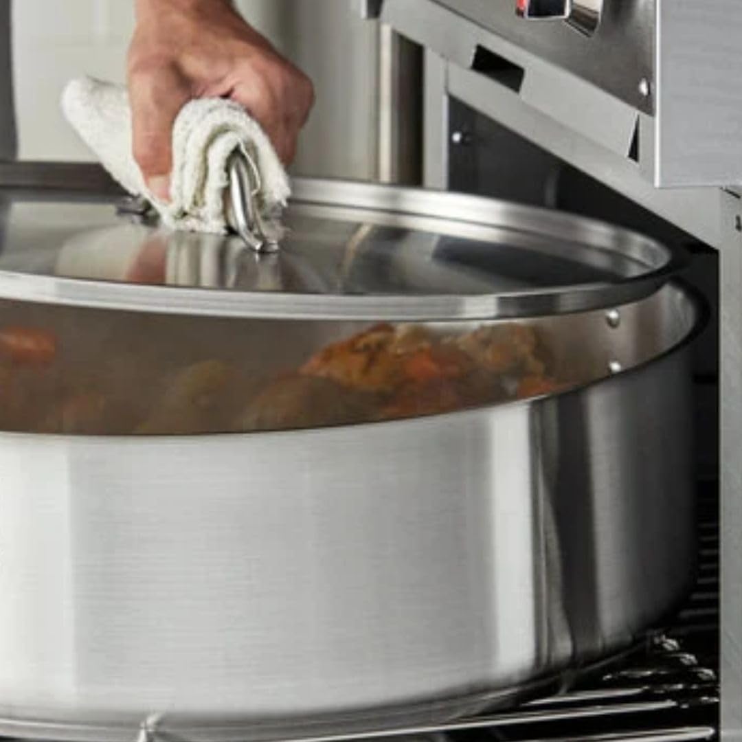 Soro Essentials- 35 Qt. Heavy Duty Brazier Pan with Cover- Round Braiser Pan Flat Cooking Surface Even Heating Cookware Perfect for Frying Stir-frying Stewing Cooking Home Kitchen Restaurant