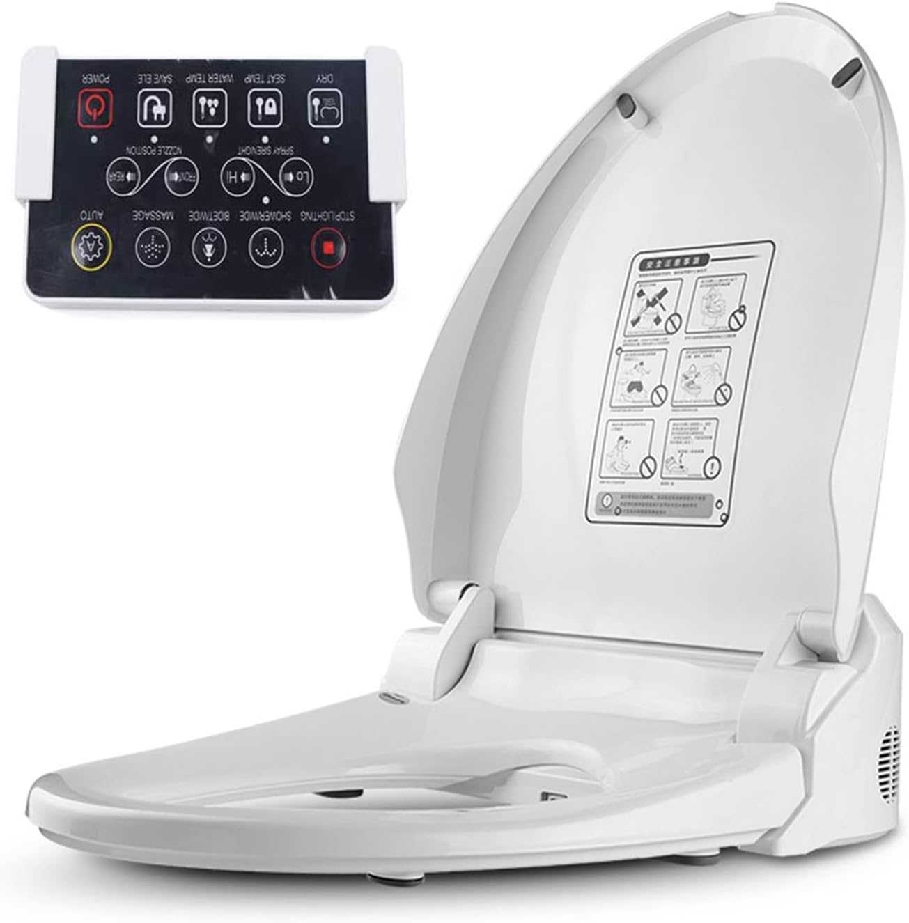 Toilet seat soft close toilet seat Electronic Toilet Seat, Heated Seat Intelligent Toilet Seat, Automatic Bidet Bathroom Toilet Seat Cleaning Massage, Remote Control, Relieve Constipation And Save To