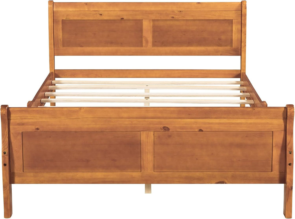 Harper & Bright Designs Full Size Bed Frame with Headboard, Wood Platform Bed Frame Full Size Sleige Bed with Slats Set and Extra Supporting Legs,No Box-Spring Needed