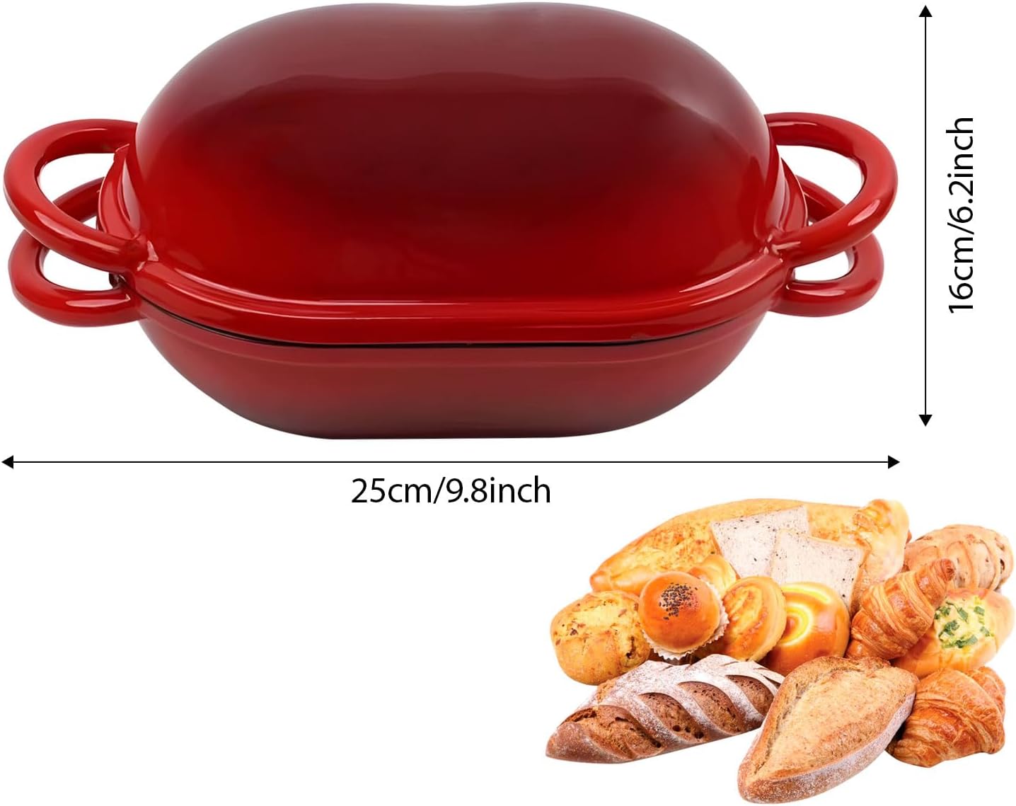 Round Cast Iron Bread Pan With Lid For Sourdough Baking Slow Roasting Enameled Coated Dutch Oven For Baking Heat Retention Cast Iron Braiser