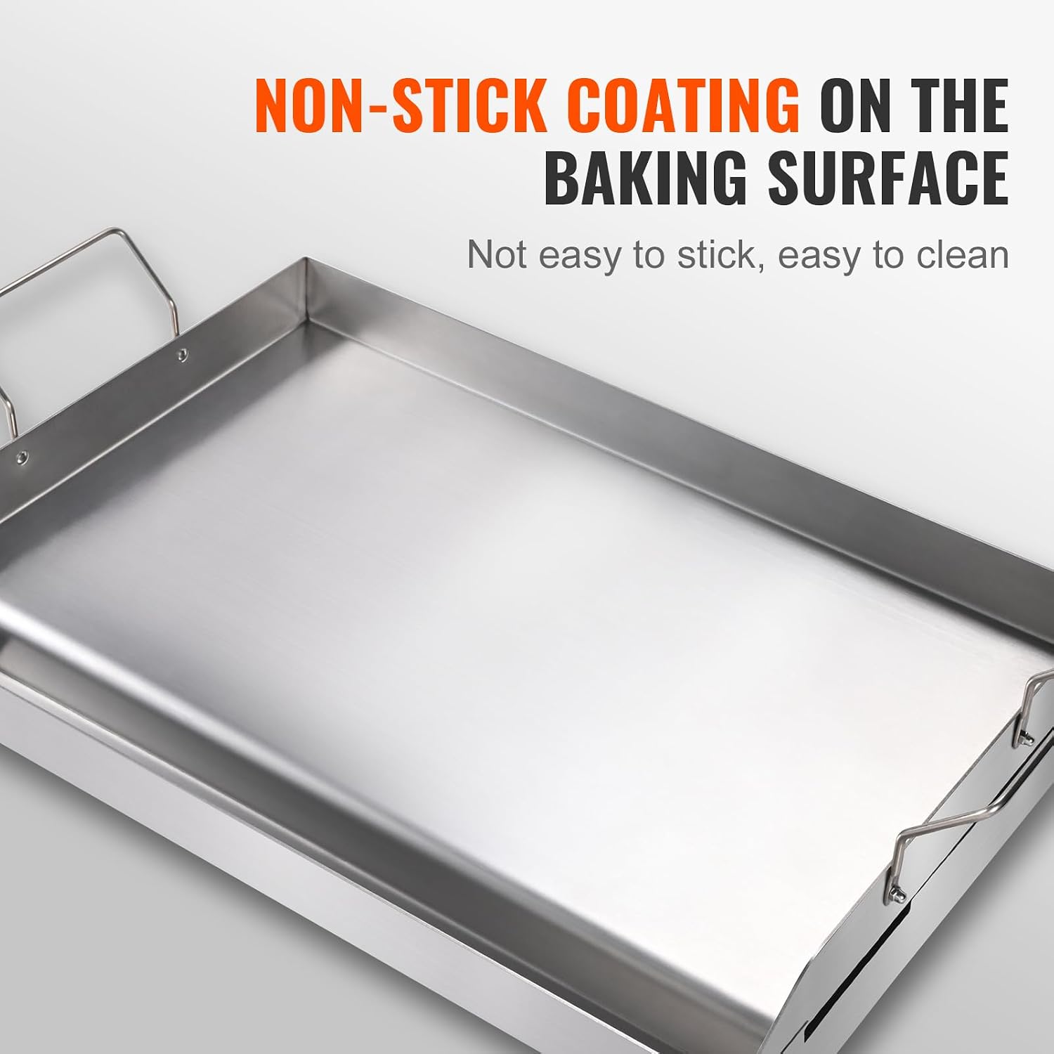 Happybuy 23.5'x16' Stainless Steel Stove Top Griddle, Pre-Seasoned Non-Stick Double Burner Pan with Handles & Oil Groove for BBQ, Gas Grills, Silver
