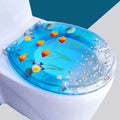3D Ocean Series Round Toilet Seat, Mute No Slam Toilet Seat Cover with Soft Close Toilet Lid and Stainless Steel Hinges, Thickened Safety Resin Toilet Seats (C)