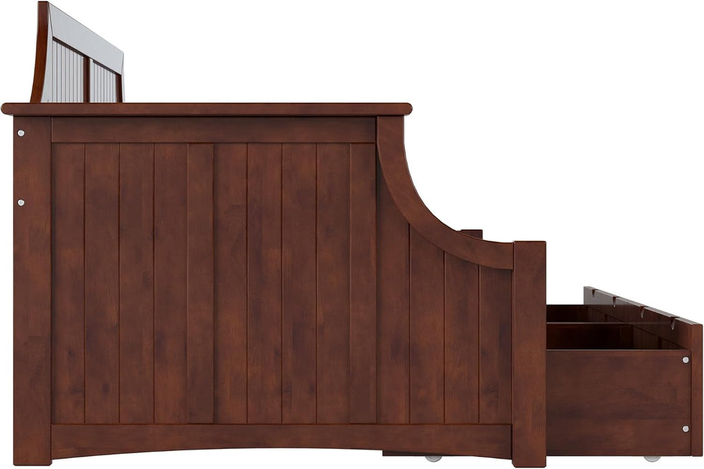 AFI Cambridge Twin Wood Daybed with Set of 2 Drawers in Walnut