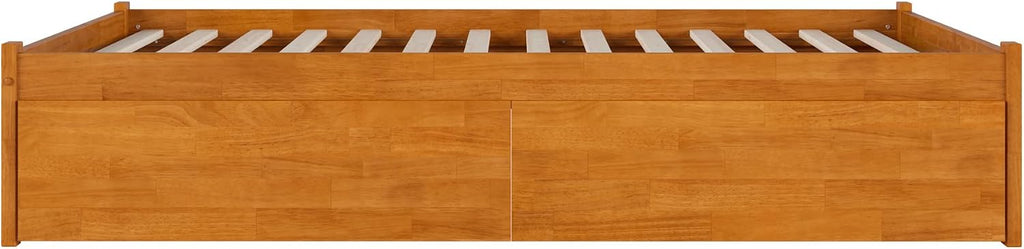AFI Concord Queen Solid Wood Platform Bed with Footboard & Storage Drawers in Light Toffee