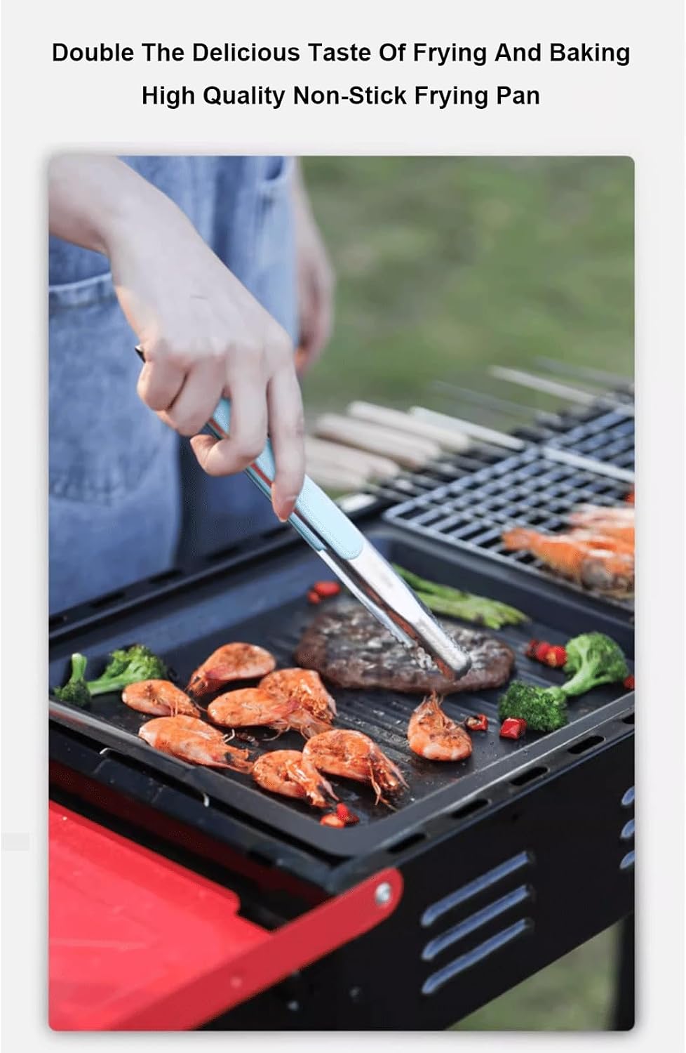 Portable Barbecue Grill with Side Table Outdoor Folding BBQ Grill and Griddle Combo Stainless Steel Charcoal Grill for Camping Picnic Patio
