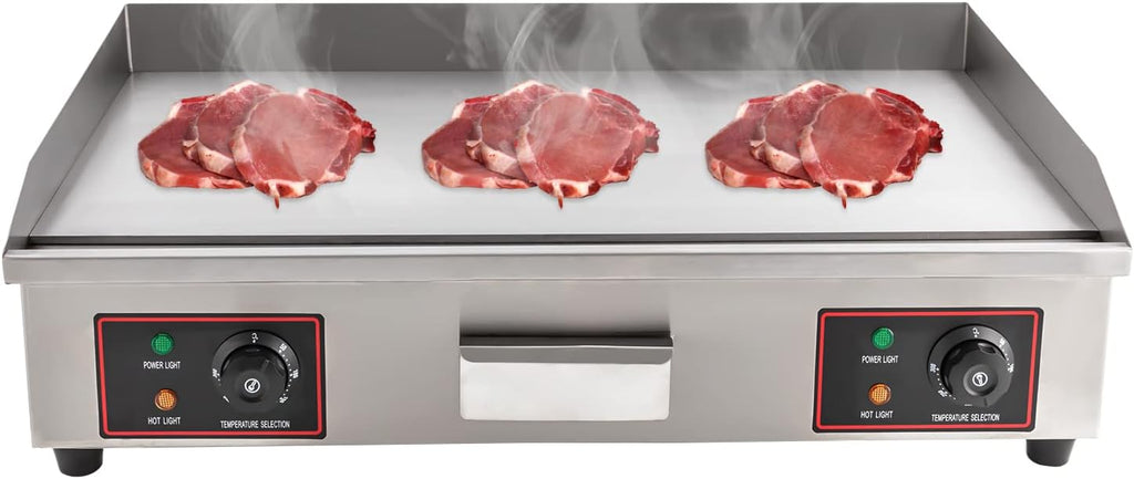 29' Commercial Electric Griddle, 3KW Electric Countertop Flat Top Griddle Adjustable Temp Control 122°F-572°F,Non-Stick Restaurant Teppanyaki Stainless Steel Grill