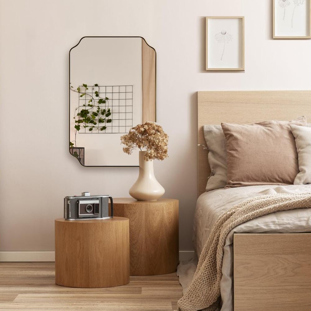 ANDY STAR Brushed Gold Mirror, 22'x30' Bathroom Vanity Mirror, Rounded Rectangle Bathroom Mirror with Rust-Proof Stainless Steel 1' Frame, Wall Mounts Horizontally or Vertically