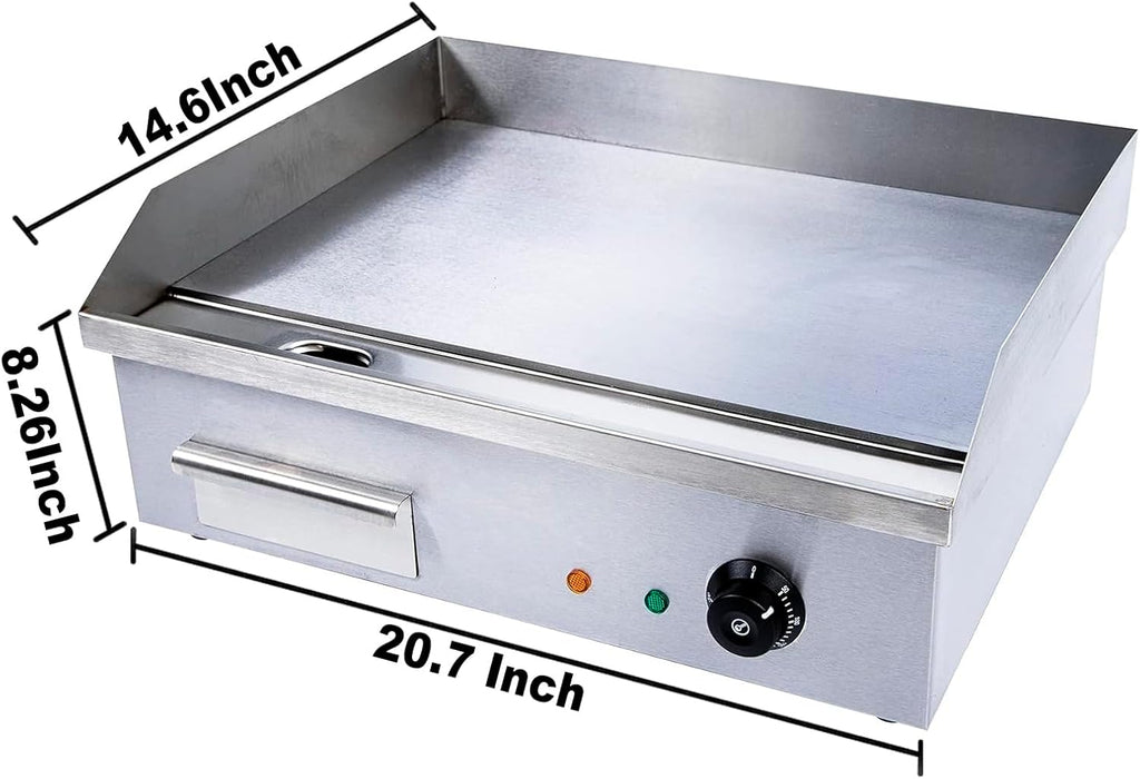 Commercial Electric Griddle, Teppanyaki Electric Griddle Cooktop Countertop Commercial Flat Top Grill Griddles BBQ Plate Grill Thermostatic Control 122-572℉