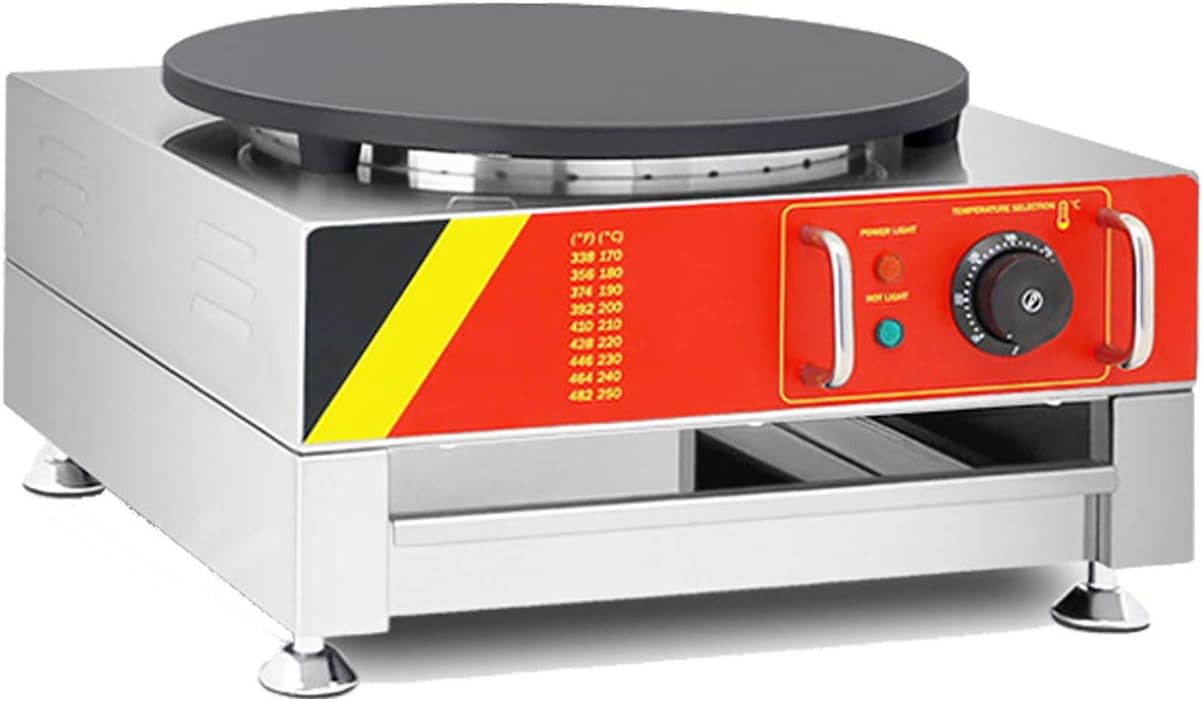 16' Electric Crepe Maker Pancake Making Machine Round Crepe Griddle With heating Plate Commerical (Silver(110V))