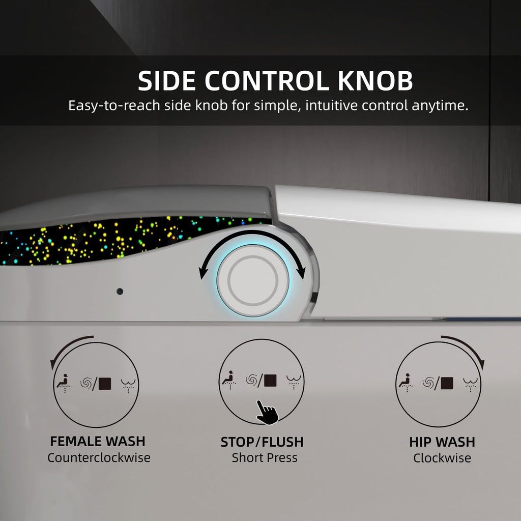 E6 Smart Toilet with Bidet, Built-In Tank for Low Water Pressure, Auto Open and Close Lid, Foot Sensor Flush, Instant Warm Water, Heated Seat, Warm Air Dryer, UV Nozzle Light, Remote Control