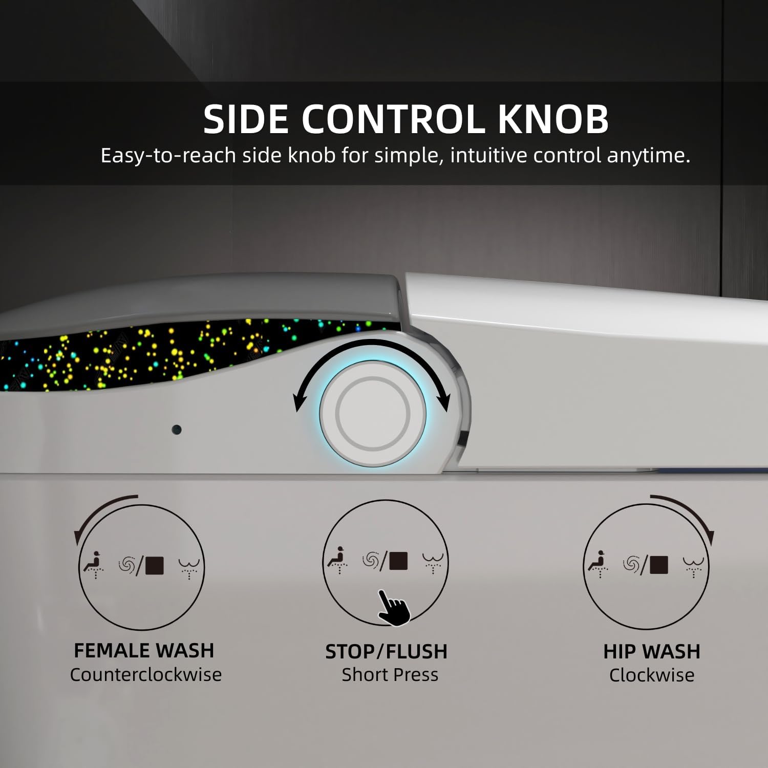 E6 Smart Toilet with Bidet, Built-In Tank for Low Water Pressure, Auto Open and Close Lid, Foot Sensor Flush, Instant Warm Water, Heated Seat, Warm Air Dryer, UV Nozzle Light, Remote Control
